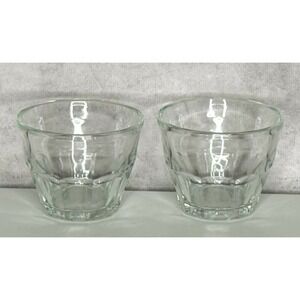 Vintage Clear Glass Condiment Jam Dish Shot Candle Holder 3" Hungary Set Of 2